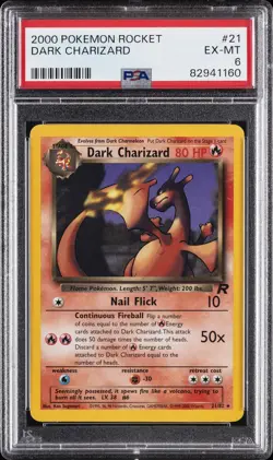 2000 POKEMON ROCKET #21 DARK CHARIZARD PSA 6 - Image 1