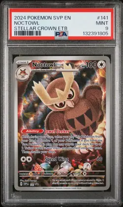 2024 POKEMON SVP STELLAR CROWN ETB PROMO #141 NOCTOWL PSA 9 - Image 1