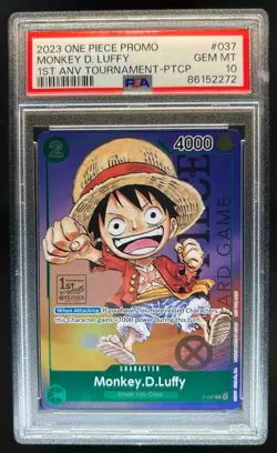 2023 One Piece 1st Anniversary Tournament Stamp Monkey.D.Luffy Promo P037 PSA 10 - Image 1