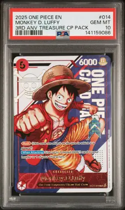 2025 ONE PIECE 3RD ANNIVERSARY TREASURE #014 MONKEY D. LUFFY PSA 10 - Image 1