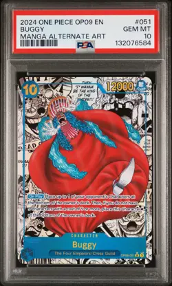 2024 ONE PIECE OP09-051 EMPERORS IN THE NEW WORLD MANGA ALT ART BUGGY PSA 10 - Image 1