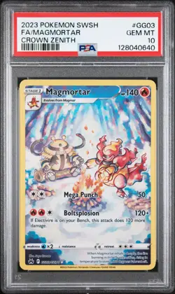 2023 Pokemon Sword & Shield SWSH Full Art Magmortar Crown Zenith #GG03 PSA 10 - Image 1