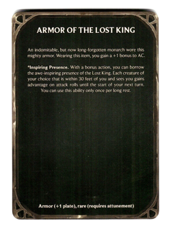 MapHammer Magic Items Unchained D&D Item Card - Armor of the Lost King - Image 2
