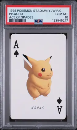 1998 POKEMON STADIUM YELLOW VERSION PLAYING CARDS ACE OF SPADES PIKACHU PSA 10 - Image 1