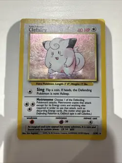 CLEFAIRY 5/102 Unlimited Base Set Holo Rare 1999 Pokemon Card MP-LP - Image 1