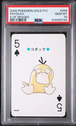 2000 POKEMON GOLD VERSION PLAYING CARDS 5 OF SPADES #054 PSYDUCK PSA 10 - Image 1