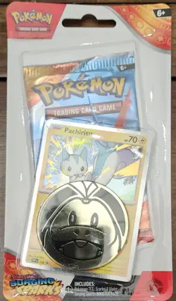 Pokemon TCG Surging Sparks Blister Pack - 1 Booster, 1 Coin and 1 Pachirisu Card - Image 1