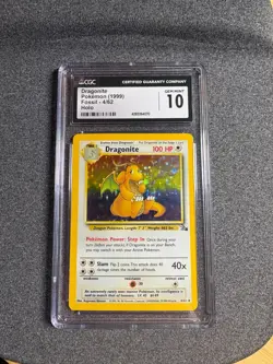 CGC 10 GEM MINT Dragonite 1999 Fossil 4/62 Holo Pokemon Card - Image 1