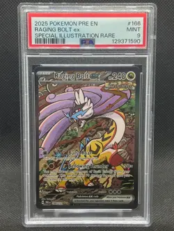 2025 PSA 9 MINT Pokemon TCG Raging Bolt ex 166/131 SIR EN Prismatic Evolutions - Image 1