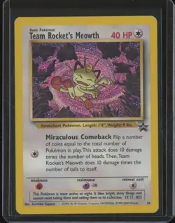 1999-2003 Pokemon WOTC Black Star Promos TEAM ROCKET'S MEOWTH #18 Holo JFB3 - Image 1