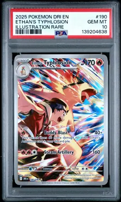 2025 Pokemon DRI En Ethan's Typhlosion Illustration Rare #190 PSA 10 Gem Mint - Image 1