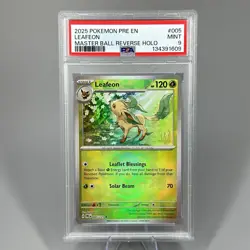 2025 Pokemon Prismatic Evolutions Leafeon Master Ball Reverse Holo PSA 9 - Image 1