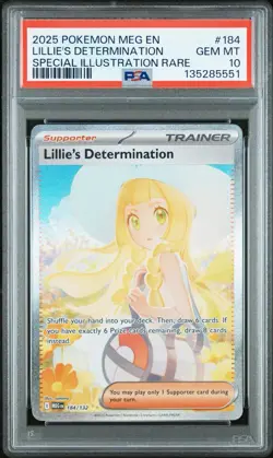 2025 POKEMON MEG EN-MEGA EVOLUTION #184 LILLIE'S DETERMINATION PSA 10 - Image 1