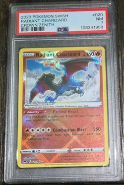 POKEMON 2023 Sword Shield Crown Zenith RADIANT CHARIZARD #020 PSA 7 NM - Image 1