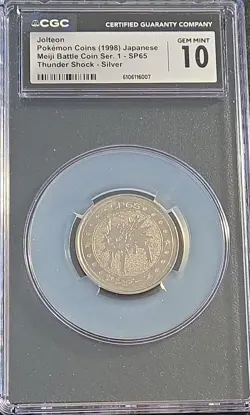 Jolteon 1998 Meiji Pokemon Battle Coin Ser 1-SP65 Japaneae CGC GM 10 - Image 1