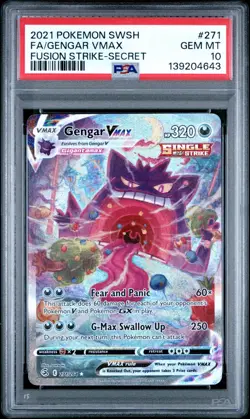 2021 Pokemon SWSH Full Art Gengar Vmax Fusion Strike Secret #271 PSA 10 Gem Mint - Image 1