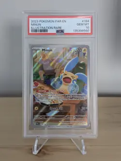PSA 10 Minun Illustration Rare Paradox Rift 2023 Pokemon 194/182 - Image 1