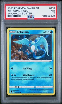 2023 POKEMON SWORD & SHIELD SILVER TEMPEST TWO PACK BLISTER ARTICUNO-HOLO PSA 7 - Image 1
