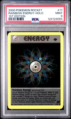 2000 POKEMON ROCKET 1ST EDITION #17 RAINBOW ENERGY-HOLO PSA 9 - Image 1