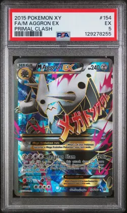 2015 POKEMON XY PRIMAL CLASH #154 FULL ART/M AGGRON EX PSA 5 - Image 1