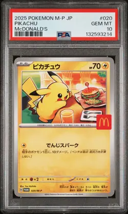 2025 POKEMON JAPANESE M-P PROMO MCDONALD'S #020 PIKACHU PSA 10 - Image 1