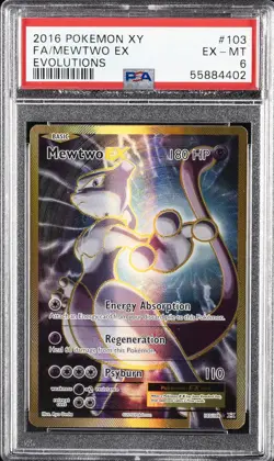 2016 POKEMON XY EVOLUTIONS #103 FULL ART/MEWTWO EX PSA 6 - Image 1