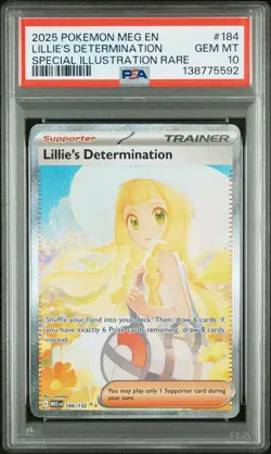 2025 POKEMON MEG SPECIAL ILLUSTRATION RARE #184 LILLIE'S DETERMINATION PSA 10 - Image 1