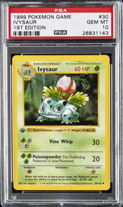 1999 POKEMON BASE SET 1ST EDITION #30 IVYSAUR PSA 10 - Image 1