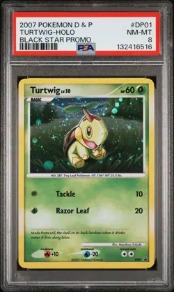 2007 POKEMON DIAMOND & PEARL BLACK STAR PROMO #DP01 TURTWIG-HOLO PSA 8 - Image 1
