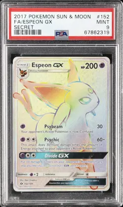 2017 POKEMON SUN & MOON SECRET #152 FULL ART/ESPEON GX PSA 9 - Image 1