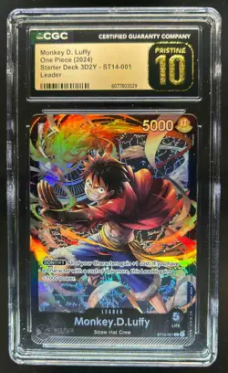 2024 One Piece Monkey D. Luffy Starter Deck 3D2Y #ST14-001 CGC 10 Pristine - Image 1