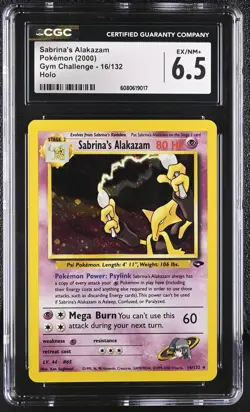 CGC 6.5 EX/NM+ Sabrina's Alakazam Gym Challenge 16/132 Holo Rare Pokemon Card - Image 1