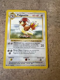 1999 Pokemon TCG Pidgeotto 22/102 SHADOWLESS Base Set WOTC Non-Holo Rare HP - Image 1