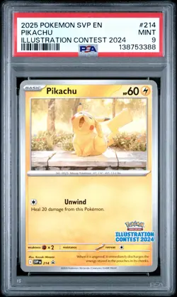 2025 POKEMON SVP EN-SV BLACK STAR PROMO ILLUSTRATION CONTEST 2024 PIKACHU PSA 9 - Image 1