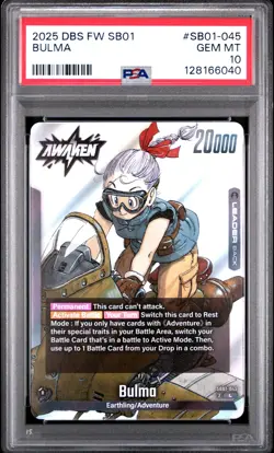 2025 DRAGON BALL SUPER CARD GAME FUSION WORLD MANGA BOOSTER 01 BULMA PSA 10 - Image 1