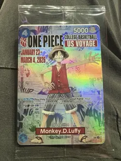 One Piece Monkey D. Luffy US Voyage College Basketball Promo Card IN HAND - Image 1