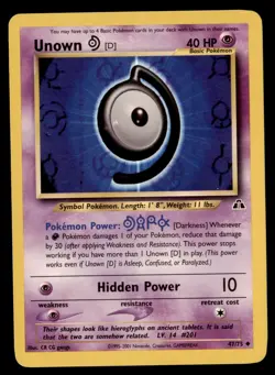 Pokemon Card Unown D Neo Discovery 47/75 LIGHTLY PLAYED Non-Holo Common TCG!!!!! - Image 1