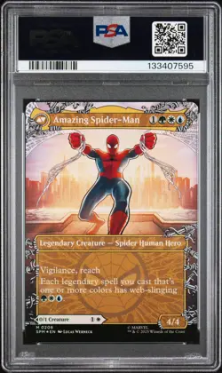 2025 MTG MARVEL'S SPIDER-MAN BORDERLESS AMAZING SPIDER-MAN/PETER PARKER PSA 8 - Image 2