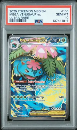 2025 POKEMON MEG EN-MEGA EVOLUTION ULTRA RARE #155 MEGA VENUSAUR EX PSA 10 - Image 1