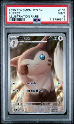 2025 POKEMON JTG EN-JOURNEY TOGETHER ILLUSTRATION RARE #168 FURRET PSA 9 - Image 1