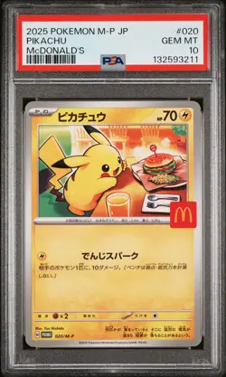 2025 POKEMON JAPANESE M-P PROMO MCDONALD'S #020 PIKACHU PSA 10 - Image 1