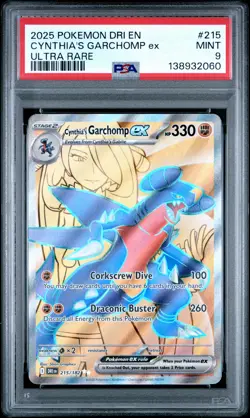 2025 POKEMON DRI EN-DESTINED RIVALS ULTRA RARE #215 CYNTHIA'S GARCHOMP EX PSA 9 - Image 1