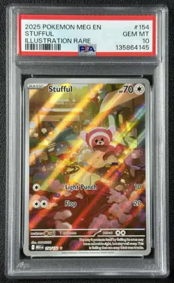 STUFFUL PSA 10 2025 POKEMON MEGA EVOLUTION #154/132 ILLUSTRATION RARE 4145 - Image 1