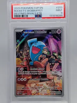 2025 POKEMON SVP EN-SV BLACK STAR PROMO #203 TEAM ROCKET'S WOBBUFFET PSA 9 - Image 1
