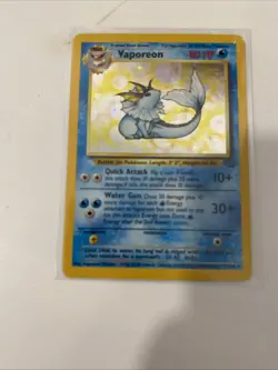 Pokemon TCG Vaporeon Holo Rare Base Non Graded Excellent Condition - Image 1