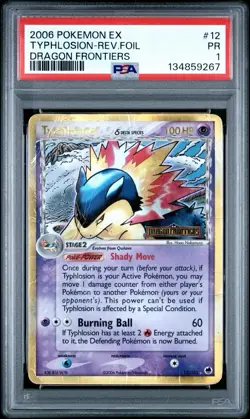 PSA 1 Typhlosion Reverse Holo Foil Dragon Frontiers #12 Stamped 2006 Pokemon PR - Image 1