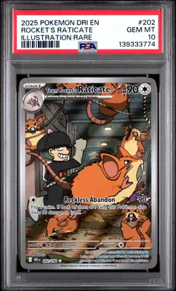 2025 POKEMON DRI ILLUSTRATION RARE #202 TEAM ROCKET'S RATICATE PSA 10 - Image 1