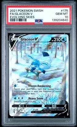 2021 Pokemon Sword & Shield SWSH Full Art Glaceon V Evolving Skies #175 PSA 10 - Image 1