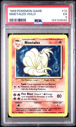 1999 POKEMON BASE SET UNLIMITED #12 NINETALES-HOLO PSA 5 - Image 1