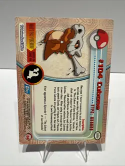 Topps Pokemon Cubone #104 2000 TV Animation Edition Non Holo Blue Logo - Image 2